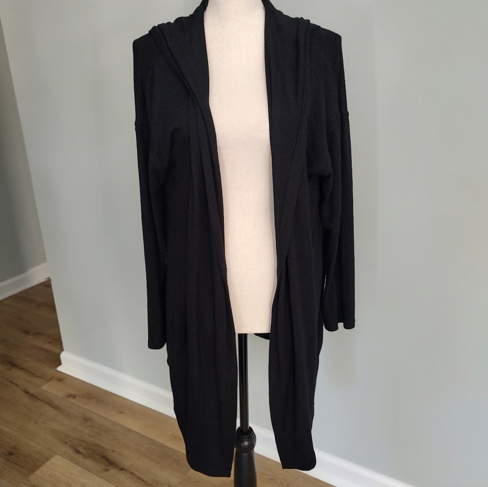 Z Supply Black Hooded Cardigan L